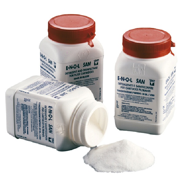Enolsan, sanitizing powder for cleaning fiberglass filter cartridges