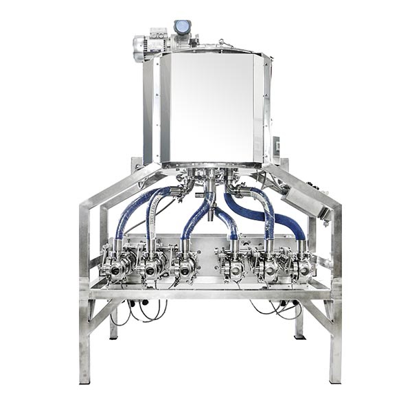 6-head dosing unit with heating unit for creams and cosmetic lotions