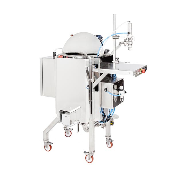 Hopper with heating system and honey dosing mixer